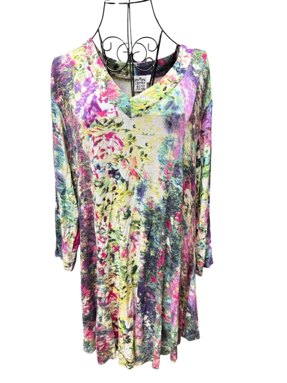 Parsley & Sage Purple and Pink Watercolor Floral Top 1X boho garden